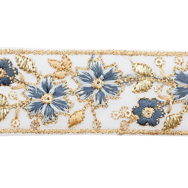 【数量5から】 手芸ブレード 『2022 インド刺繍ブレード ブルー 45232B』