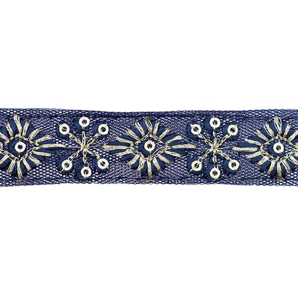 【数量5から】 手芸ブレード 『2022 インド刺繍ブレード ブルー 157J』