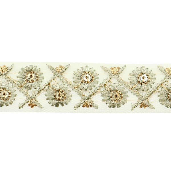 【数量5から】 手芸ブレード 『2022 インド刺繍ブレード グリーン×グリーン 158F』