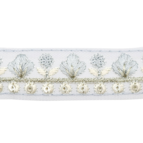 【数量5から】 手芸ブレード 『2022 インド刺繍ブレード ブルーグレー 45172A』