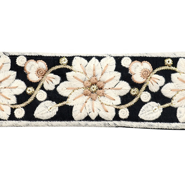 【数量5から】 手芸ブレード 『2023 インド刺繍ブレード ブラック×ホワイト 383A』