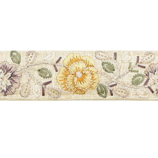 【数量5から】 手芸ブレード 『2023 インド刺繍ブレード ベージュ×イエロー 45725#1』