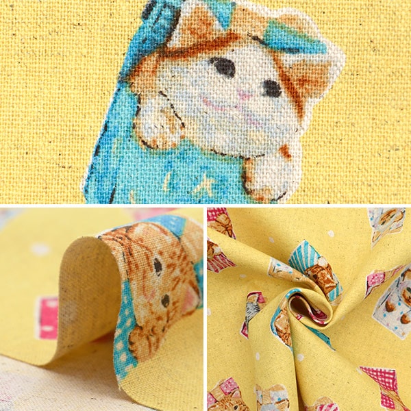 【数量5から】 生地 『綿麻キャンバス ネコノテキスタイル EGXA-8800-1A』 KOKKA コッカ