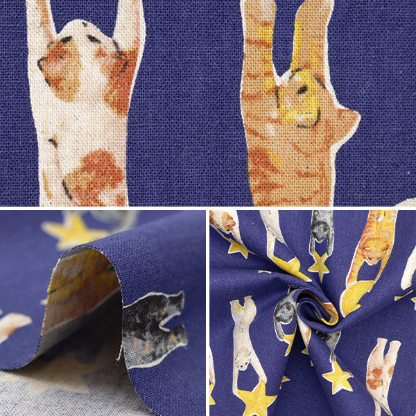 【数量5から】 生地 『綿麻キャンバス ネコノテキスタイル EGXA-8800-2A』 KOKKA コッカ