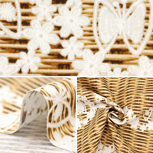 【数量5から】 生地 『オックス レース×バスケット 花輪柄 A YPA-49000-2A』 KOKKA コッカ