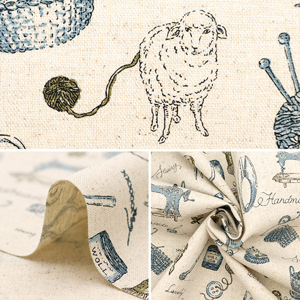 【数量5から】 生地 『綿麻キャンバス ソーイングガーデン ブルーグリーン CLCASEW-BLGR』