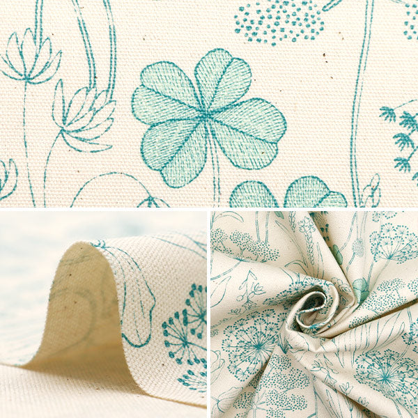 【数量5から】 生地 『オックス 植物柄 ナチュラルグリーン OXCDPL-NAGR』