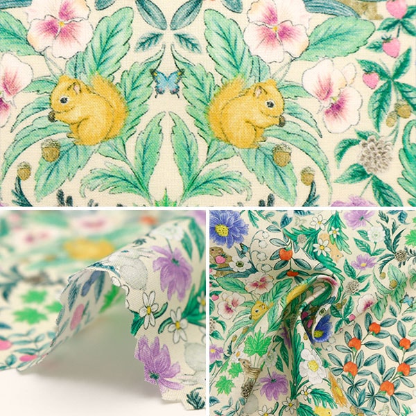 【数量5から】 生地 『60ローンデジタルプリント 22fabric フラワーガーデン オフホワイト DP-4435-1A』