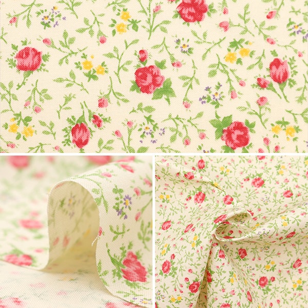 【数量5から】 生地 『シーチング ローズガーデン ピンク NO-ROSE-A』