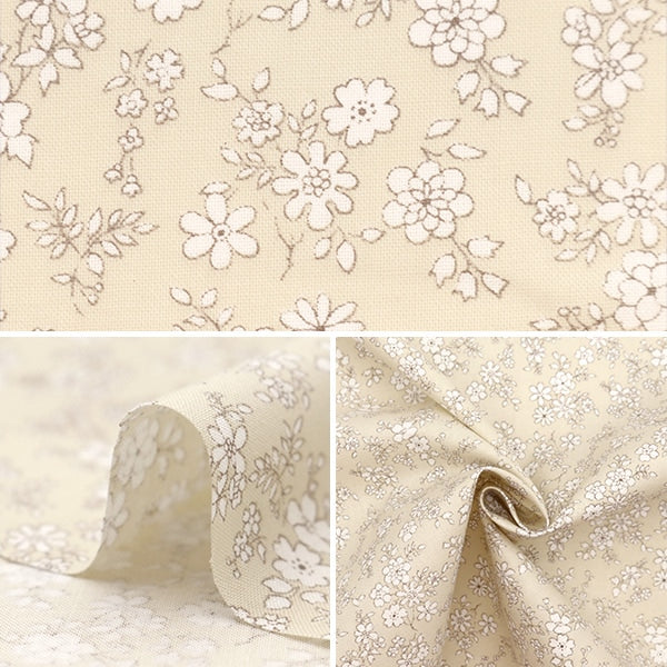 【数量5から】 生地 『シーチング スケッチフラワーミニ ナチュラル NO-FLLIS-A』