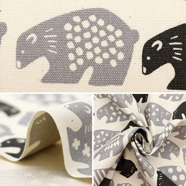 【数量5から】 生地 『オックス くま柄 キナリ OX35902-2A』