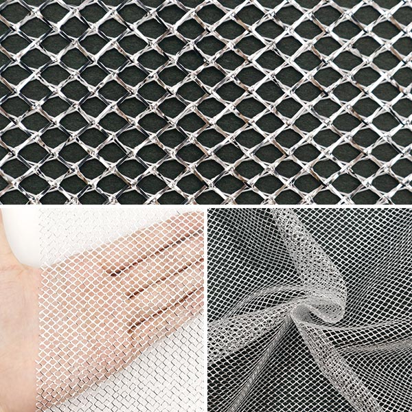 【数量5から】 生地 『ローンネット 白×銀 481-1』