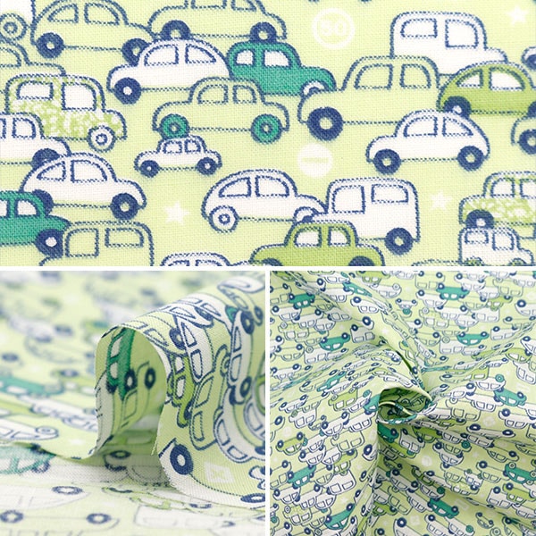 【数量5から】 生地 『スケア くるま グリーン AP4680-3C』