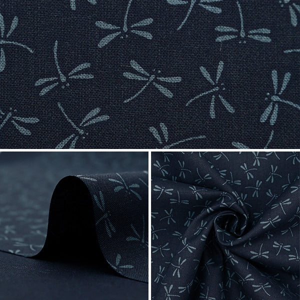 【数量5から】 生地 『シーチング とんぼ 濃藍×藍 88222-7-15』