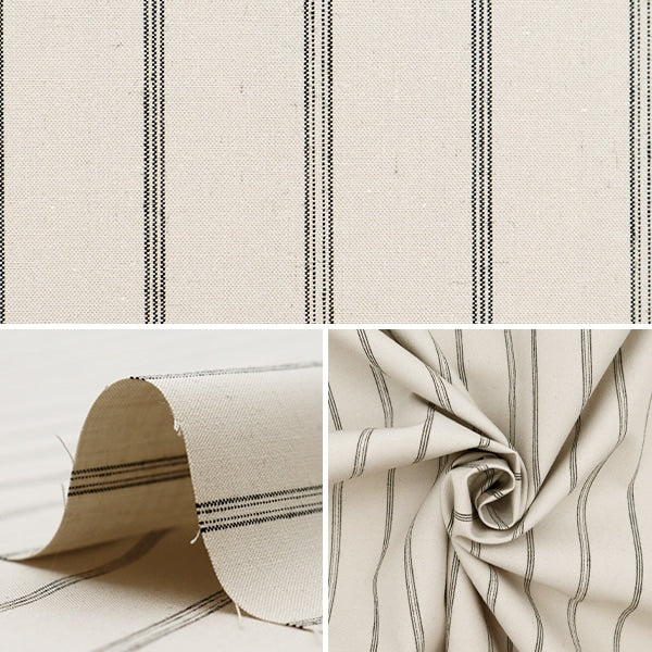 【数量5から】 生地 『播州織 高密度クロス ストライプ柄 アイボリー RMD3207-1』