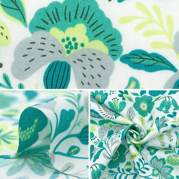 【数量5から】 生地 『シーチングエンジェルソフト加工 NOVAノルディックフラワー NSE-NOFL-YEGN』 KOKKA コッカ