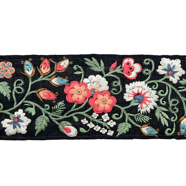 【数量5から】 手芸ブレード 『2024 インド刺繍ブレード ブラック×レッド 3736B』