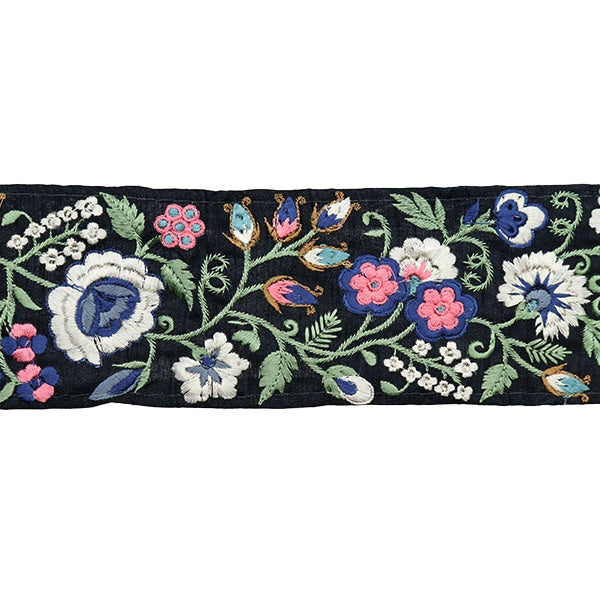 【数量5から】 手芸ブレード 『2024 インド刺繍ブレード ブラック×ブルー 3736F』