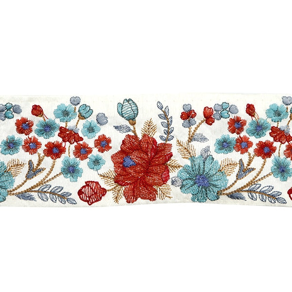 【数量5から】 手芸ブレード 『2023 インド刺繍ブレード ホワイト×レッド 3742E』