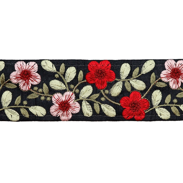 【数量5から】 手芸ブレード 『2022 インド刺繍ブレード ブラック×レッド 45138A』