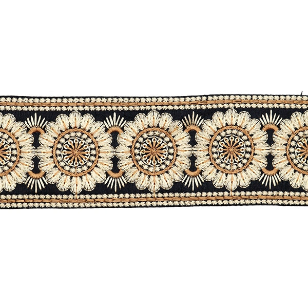 【数量5から】 手芸ブレード 『2022 インド刺繍ブレード ブラック×ベージュ 45365D』