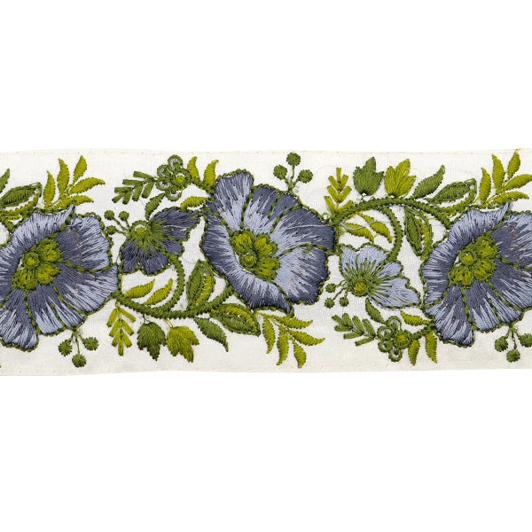 【数量5から】 手芸ブレード 『2022 インド刺繍ブレード ホワイト×ブルー 135J』