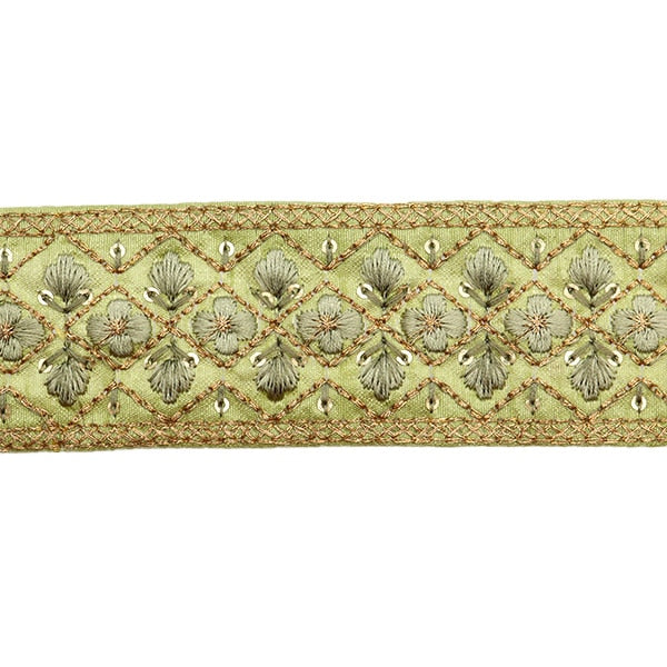 【数量5から】 手芸ブレード 『2023 インド刺繍ブレード グリーン×グリーン 142#2』