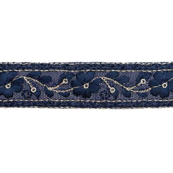 【数量5から】 手芸ブレード 『2023 インド刺繍ブレード ネイビー×ネイビー 444I』