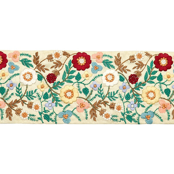 【数量5から】 手芸ブレード 『2023 インド刺繍ブレード ベージュ×レッド 572C』