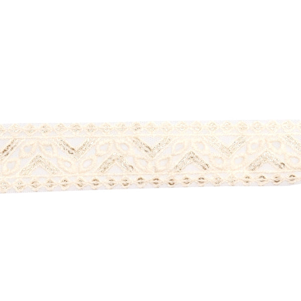 【数量5から】 手芸ブレード 『2023 インド刺繍ブレード ホワイト×ホワイト 2031A』