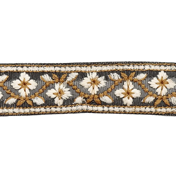 【数量5から】 手芸ブレード 『2023 インド刺繍ブレード ブラック×ホワイト 2057F』