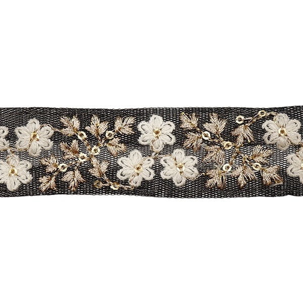 【数量5から】 手芸ブレード 『2023 インド刺繍ブレード ブラック×ホワイト 2058A』