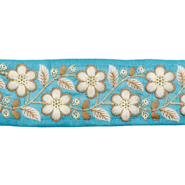 【数量5から】 手芸ブレード 『2023 インド刺繍ブレード ブルー×ホワイト 2224C』