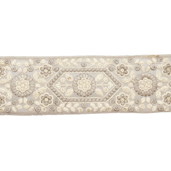 【数量5から】 手芸ブレード 『2023 インド刺繍ブレード グレー×グレー 3136F』