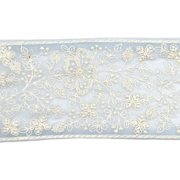 【数量5から】 手芸ブレード 『2023 インド刺繍ブレード ブルー×ホワイト 3377D』