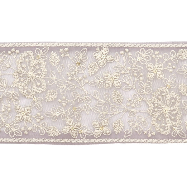 【数量5から】 手芸ブレード 『2023 インド刺繍ブレード グレー×ホワイト 3377I』