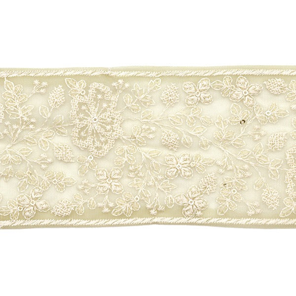 【数量5から】 手芸ブレード 『2023 インド刺繍ブレード グリーン×ホワイト 3377J』