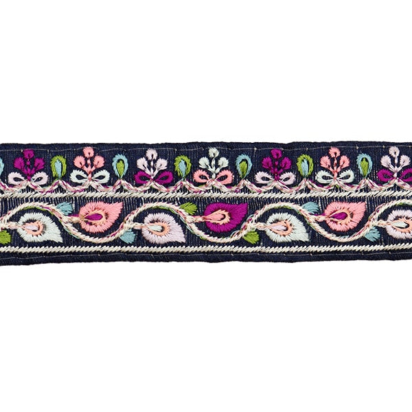 【数量5から】 手芸ブレード 『2023 インド刺繍ブレード ブルー×パープル 3500F』