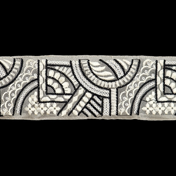 【数量5から】 手芸ブレード 『2023 インド刺繍ブレード ホワイト×ホワイト 3527F』