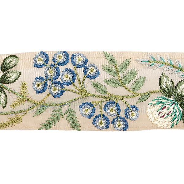 【数量5から】 手芸ブレード 『2023 インド刺繍ブレード ベージュ×ブルー 777C』