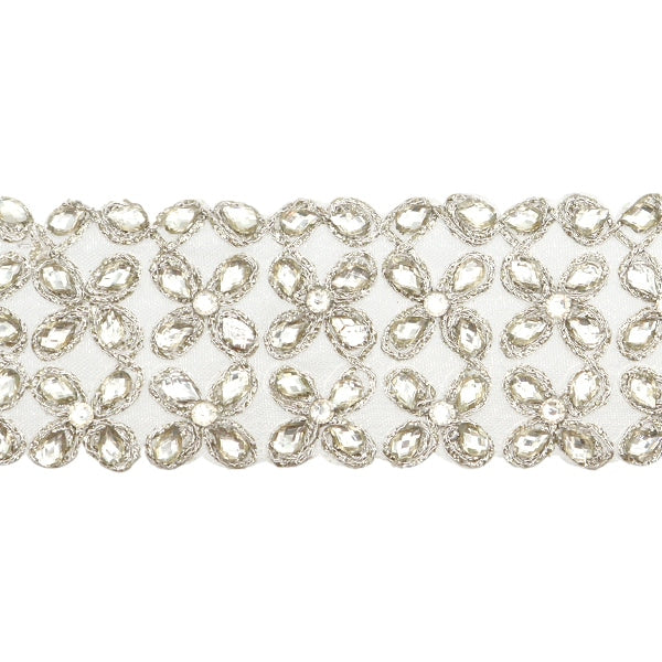 【数量5から】 手芸ブレード 『2023 インド刺繍ブレード シルバー×シルバー 3334A』