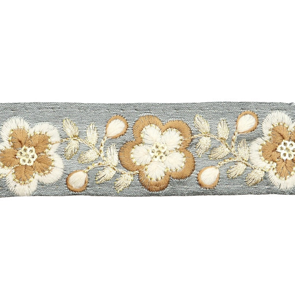 【数量5から】 手芸ブレード 『2023 インド刺繍ブレード グレー×ホワイト 2223J』