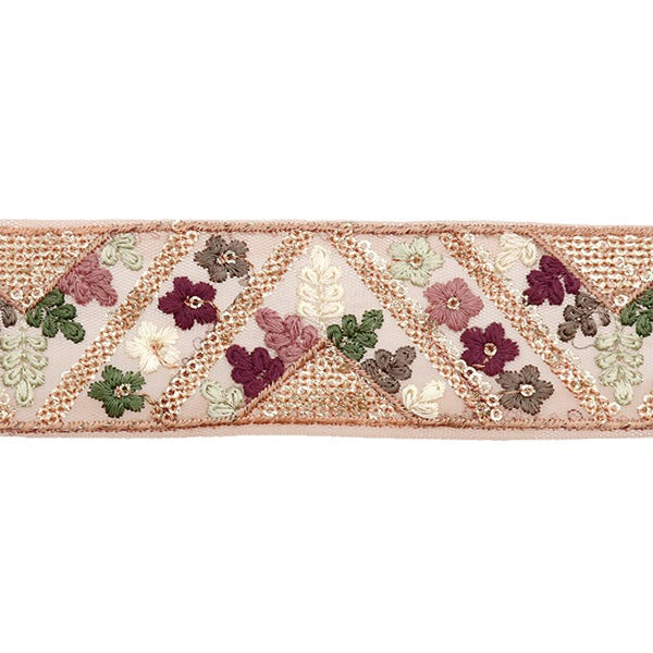 【数量5から】 手芸ブレード 『2023 インド刺繍ブレード ピンク×パープル 3218B』