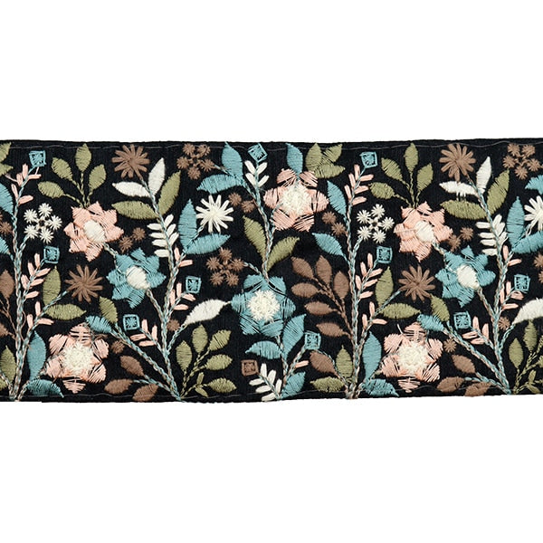 【数量5から】 手芸ブレード 『2023 インド刺繍ブレード ブラック×グリーン 3358F』