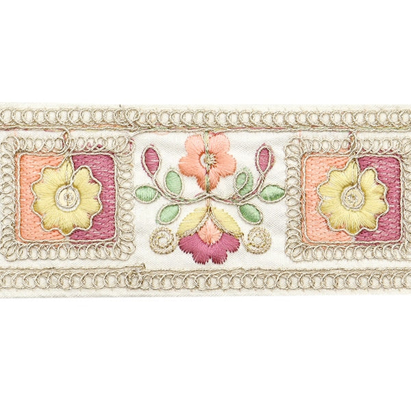 【数量5から】 手芸ブレード 『2024 インド刺繍ブレード ホワイト×イエロー M-77A』