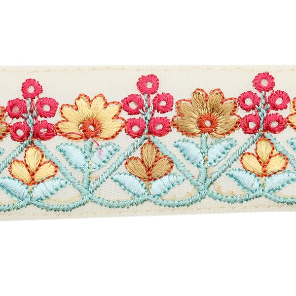 【数量5から】 手芸ブレード 『2024 インド刺繍ブレード ベージュ×イエロー M-101#5』