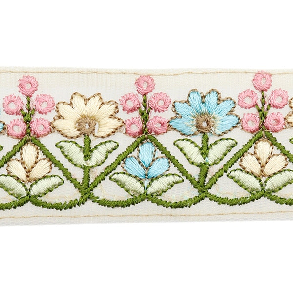 【数量5から】 手芸ブレード 『2024 インド刺繍ブレード ベージュ×グリーン M-101#6』