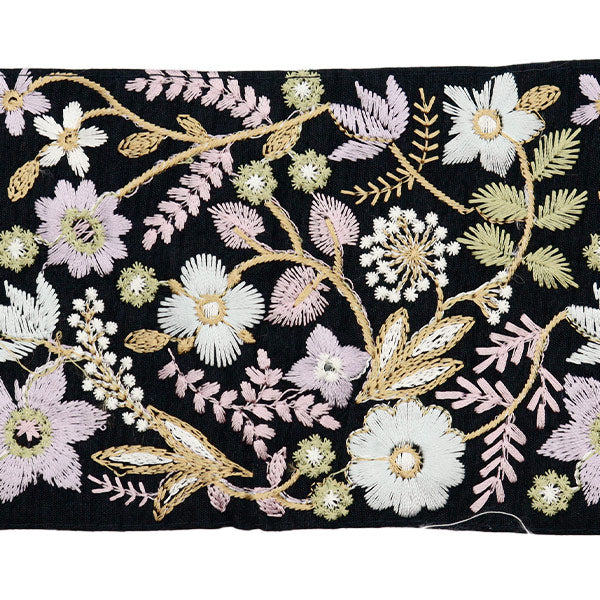 【数量5から】 手芸ブレード 『2024 インド刺繍ブレード ブラック×パープル M-111A』