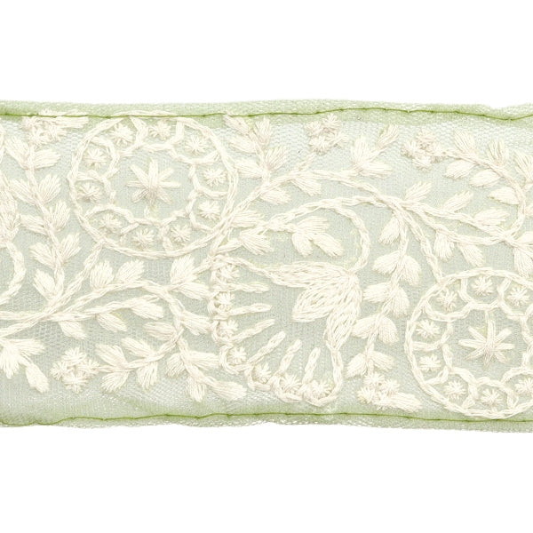 【数量5から】 手芸ブレード 『2024 インド刺繍ブレード グリーン×ホワイト M-115#4』