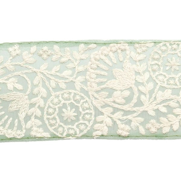 【数量5から】 手芸ブレード 『2024 インド刺繍ブレード グリーン×ホワイト M-115#7』